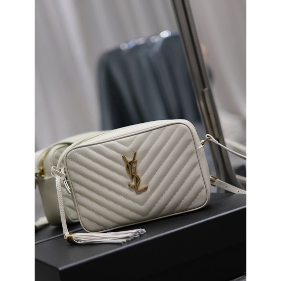 SAINT LAURENT Lou Camera Bag_ White gold buckle model: 520534-1